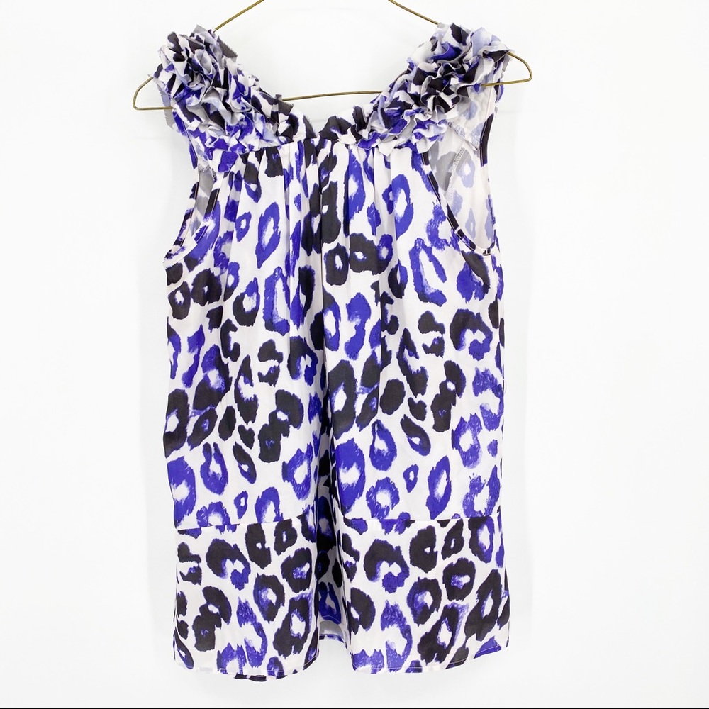 Faisca Sleeveless Geometric Print Blouse Purple Black and White Size S - Picture 2 of 4